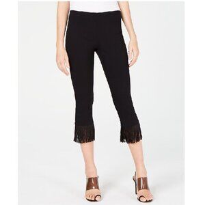 Inc Fringe-Trim Cropped Skinny Pants